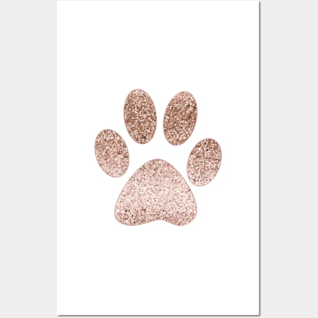 Sparkling rose gold paw print Wall Art by RoseAesthetic